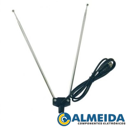 ANTENA TV DUPLA 5 EST.HASTE 80CM CABO 86CM (ALLTECH)