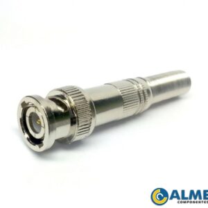 CONECTOR BNC MACHO PINO FIXO PARA RG59 COM MOLA E PARAFUSO