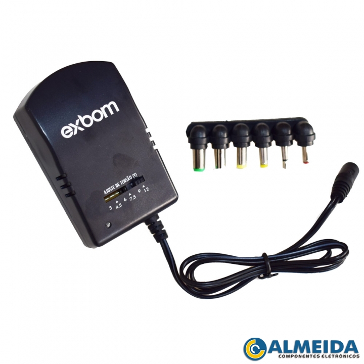 FONTE UNIVERSAL 3/4.5/6/7.5/9/12V 3A 30W FNTU-MY26W6 EXBOM