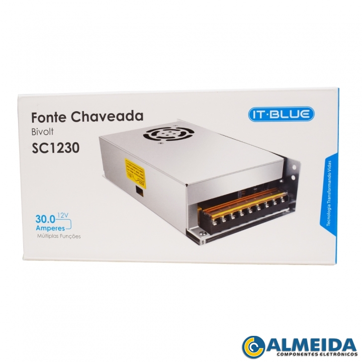 FONTE 12V 30A 360W METALICA SC1230 IT-BLUE
