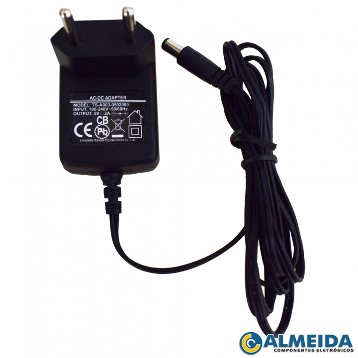 FONTE 5V 1A 5.5X2.5MM P4 CHAVEADA TIPO PAREDE TS-A003-0502000