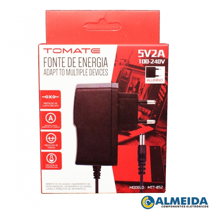 FONTE 5V 2A 5.5X2.1MM MTT-052 TOMATE