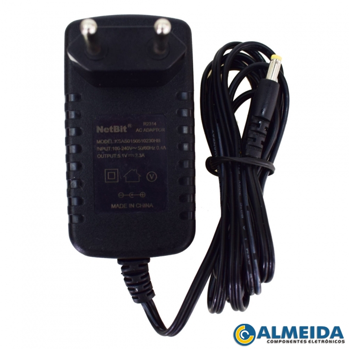 FONTE 5.1V 2.3A 4.0X1.7MM CHAVEADA TIPO PAREDE NETBIT