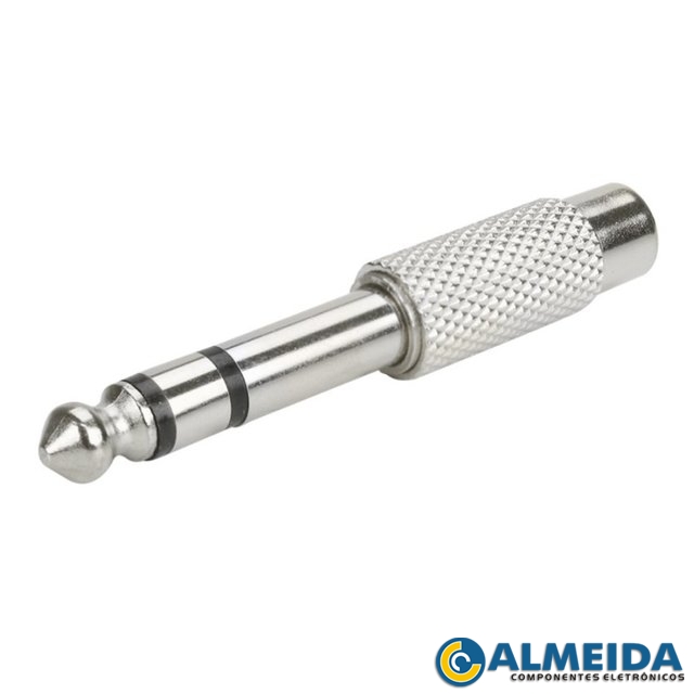 PLUG ADAPTADOR P10 STEREO PARA JACK RCA METAL NIQUELADO