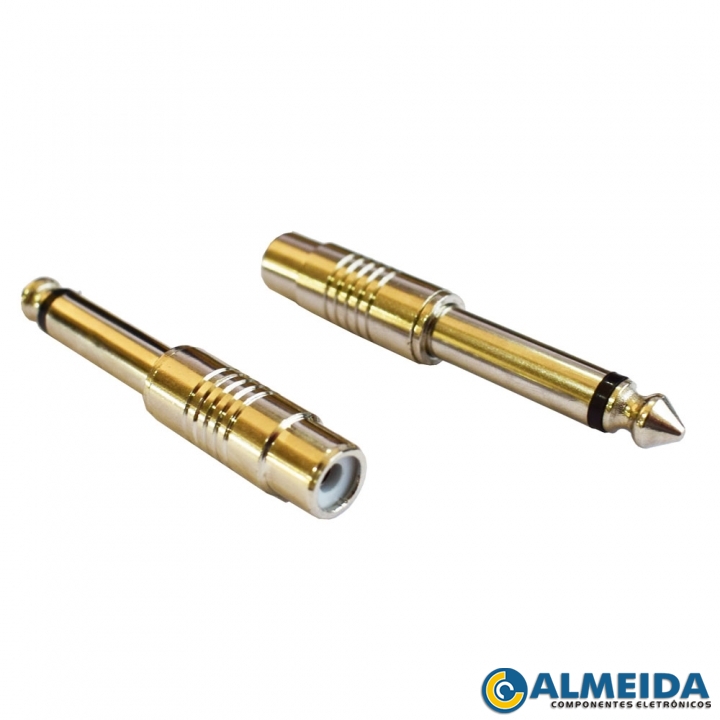 PLUG ADAPTADOR P10 MONO PARA JACK RCA METAL NIQUELADO