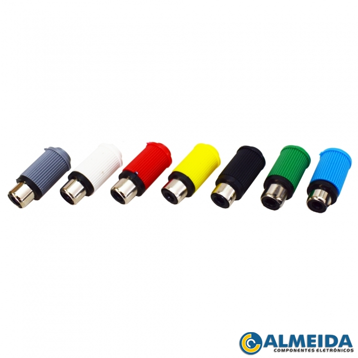 PLUG RCA FEMEA AM/AZ/BR/CZ/VD/PT/VM (EMETAL)