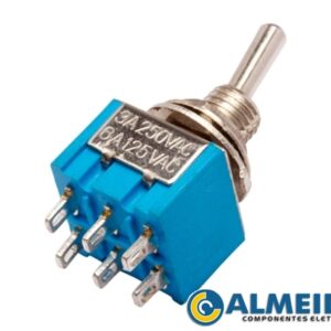 CHAVE ALAVANCA MTS202 6 TERMINAIS ON/ON 6A 125VAC