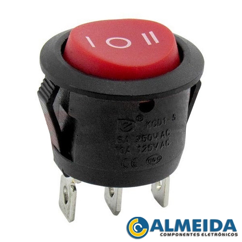 CHAVE GANGORRA KCD1-103-5 3 TERMINAIS 6A 250V/10A 125V REDONDA