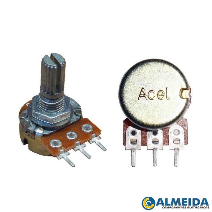 POTENCIOMETRO 250KB L20 18T 16MM MONO S/ CHAVE C/ TRAVA ACEL