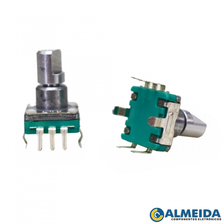 POTENCIOMETRO ROTATIVO ENCODER C/ CHAVE HASTE 12,5MM PONTA METAL