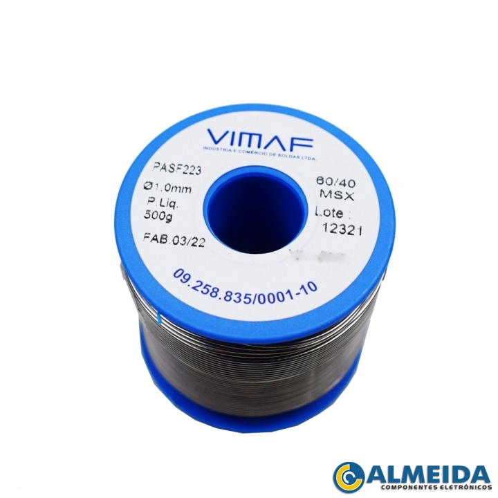 SOLDA VIMAF ROLO 60SN/40PB AZUL 500 GRAMAS (1,00MM)