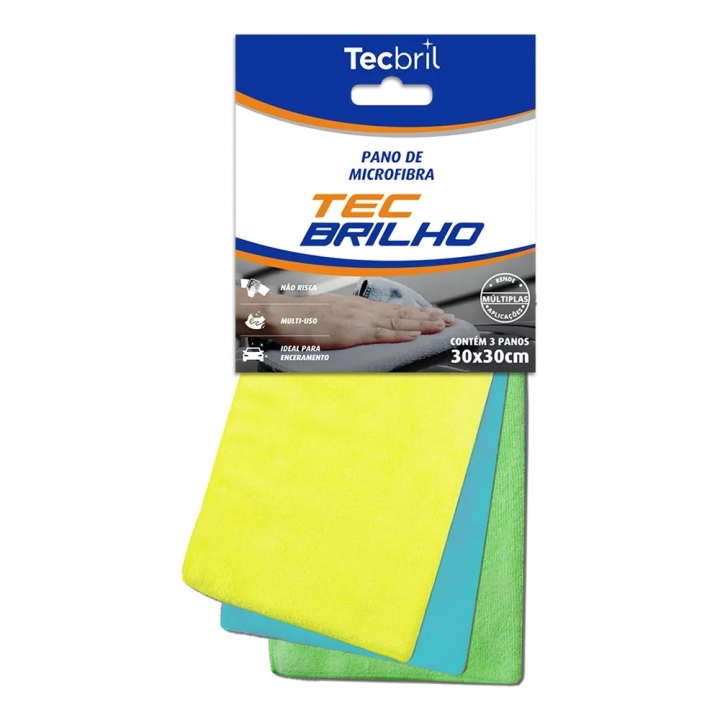 KIT PANO MICROFIBRA 30X30CM TECBRIL (3 UNIDADES)
