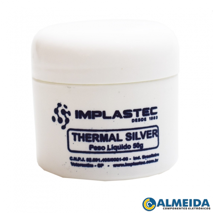 PASTA TERMICA THERMAL SILVER COM PRATA 50G POTE IMPLASTEC