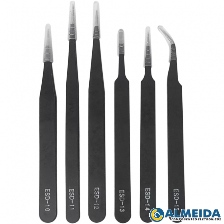 JOGO DE PINCAS ANTIESTATICA C/ 6 PECAS