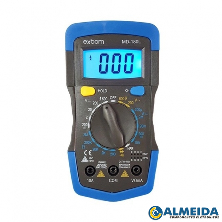 MULTIMETRO DIGITAL C/ ILUMINACAO AC/DC MD-180L EXBOM