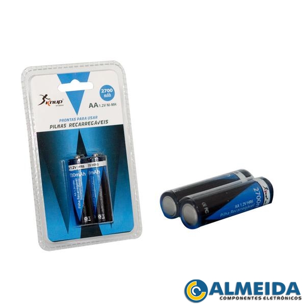 PILHA RECARREGAVEL 1,2V AA 2700MAH KP-2800AA KNUP (CART.2PCS)