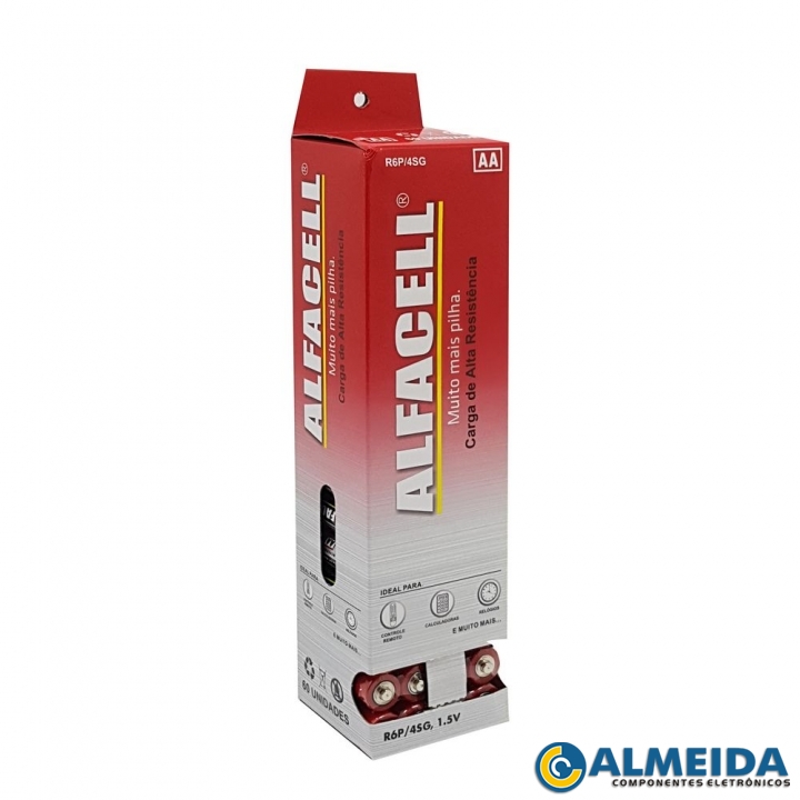 PILHA AA 1,5V R6P/4SG BLISTER 60 PCS ALFACELL (TUBO)