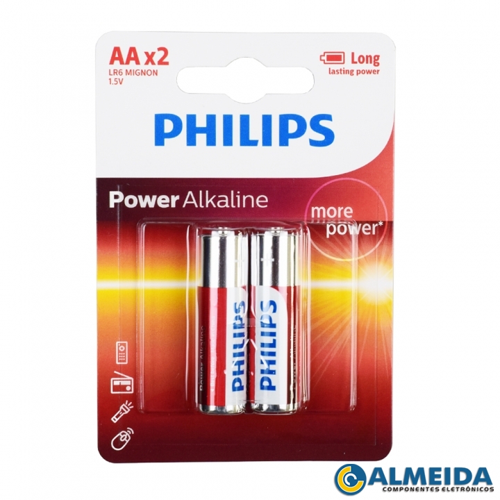 PILHA AA 1,5V LR6 MIGNON ALKALINE PHILIPS (CARTELA 2 PCS)