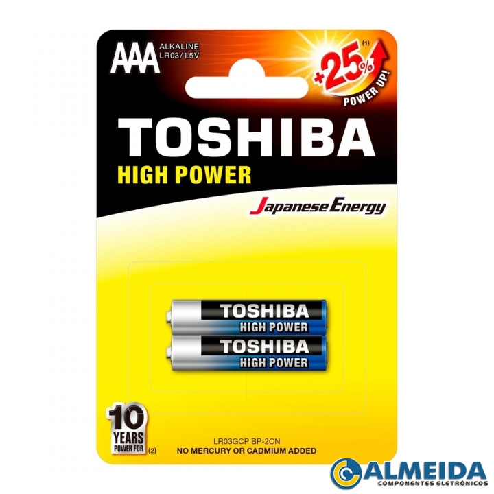PILHA AAA 1,5V ALCALINA TOSHIBA LR03 (CAIXA 12 CARTELAS)