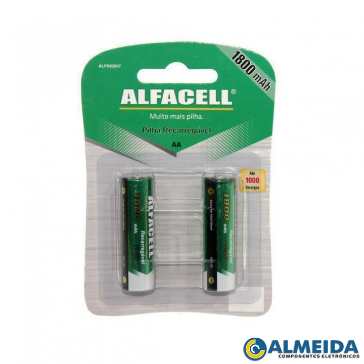 PILHA RECARREGAVEL 1,2V AA 1800MAH ALFACELL ALPR62007 (CART.2 PCS)