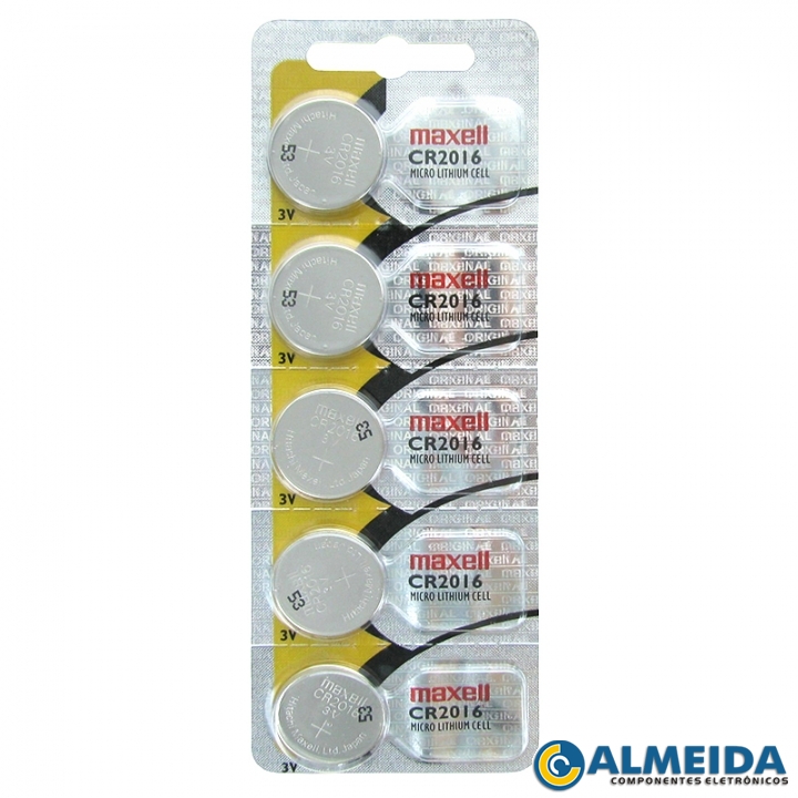 BATERIA LITHIUM CR2016 3V MAXELL (CARTELA 5 PCS)