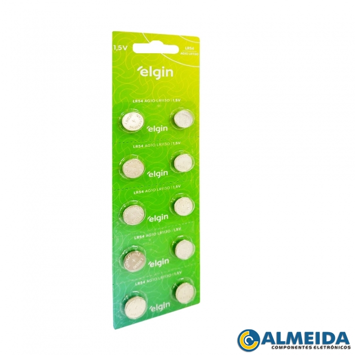 BATERIA LR1130 AG10 LR54 ALCALINA 1,5V ELGIN (CARTELA 10 PCS)