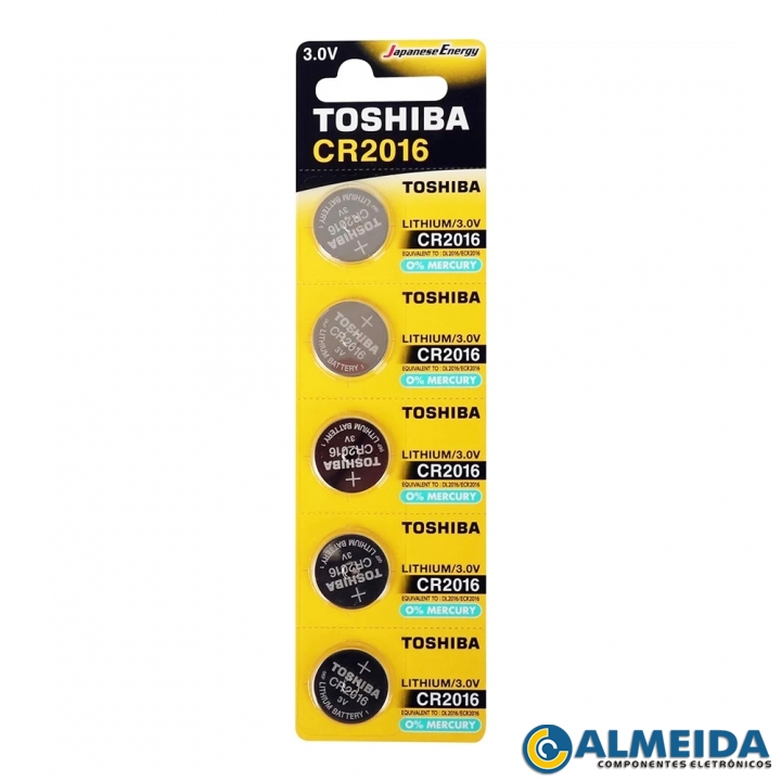 BATERIA LITHIUM CR2016 3V TOSHIBA (CARTELA 5 PCS)