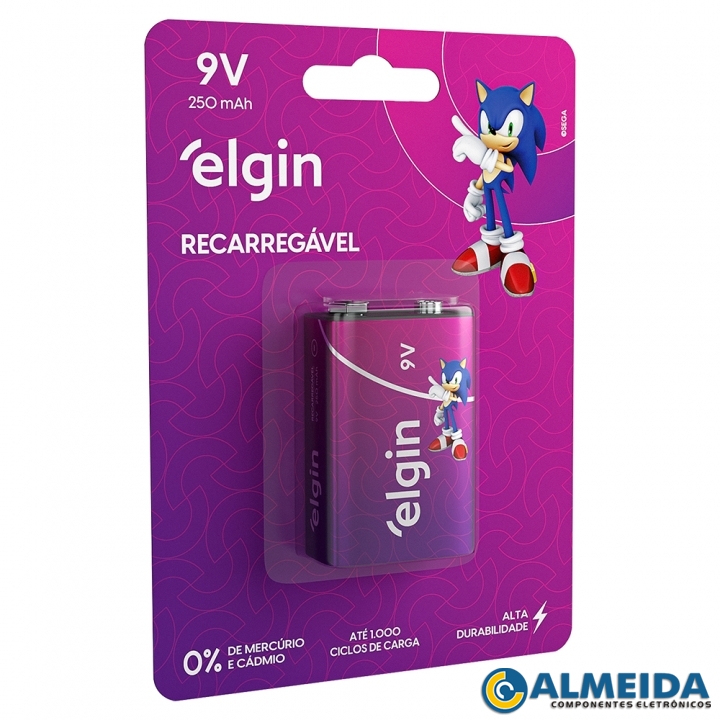 BATERIA 9V RECARREGAVEL 250MAH ELGIN