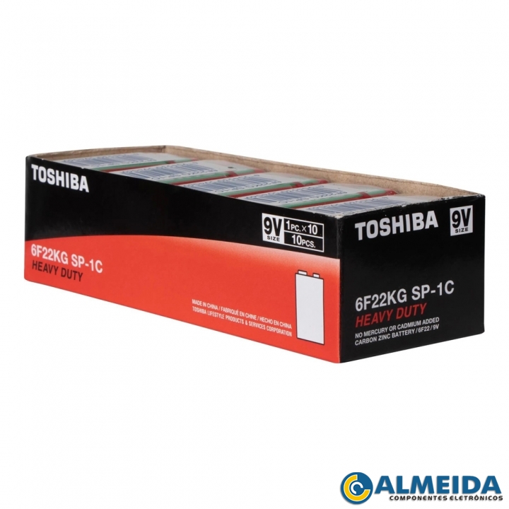BATERIA 9V ZINCO 6F22KG TOSHIBA (CAIXA 10PCS)