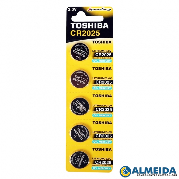 BATERIA LITHIUM CR2025 3V TOSHIBA (CARTELA 5 PCS)