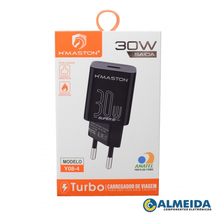 CARREGADOR USB-C 30W TURBO 5V/9V/12V Y08-4 H-MASTON