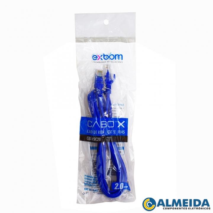 CABO DE REDE CAT5E RJ45 2 MTS CBX-N5C20 EXBOM