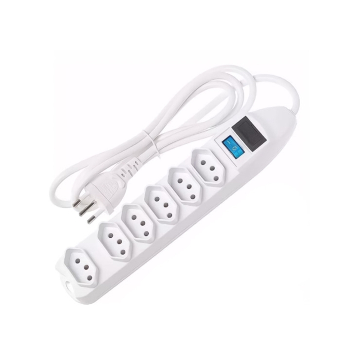 FILTRO DE LINHA 6 TOMADAS 10A COM CHAVE 1,5MTS SL7606 BRANCO KNUP