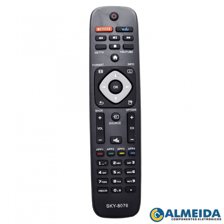 CONTROLE LCD PHILIPS SMART TV NETFLIX/VUDU/YOUTUBE SKY-8076