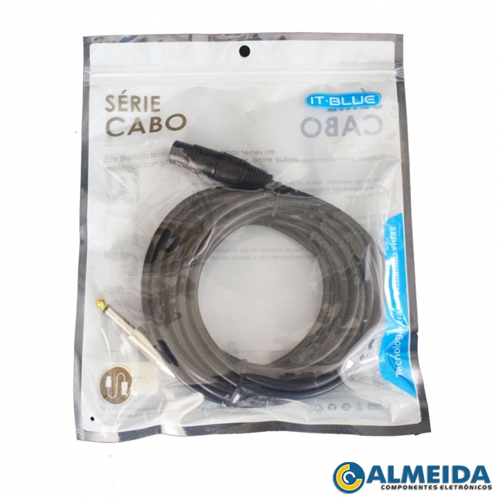 CABO MICROFONE XLR CANON FEMEA P/ P10 MONO LE-6622 5 MTS IT-BLUE