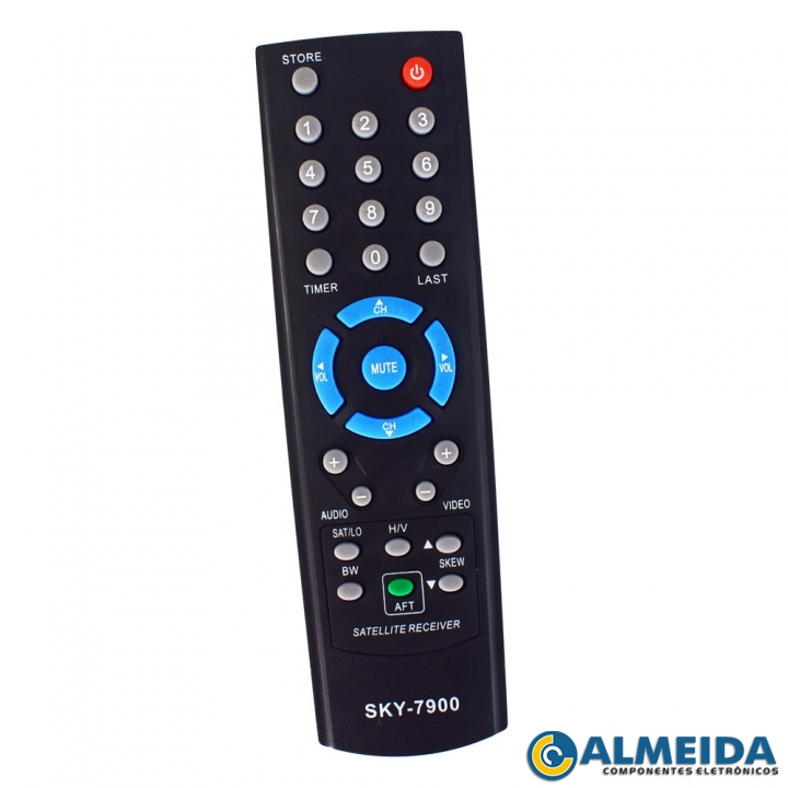 CONTROLE RECEPTOR VISIONTEC VT1000/2000 SLIM PRETO SKY-7900