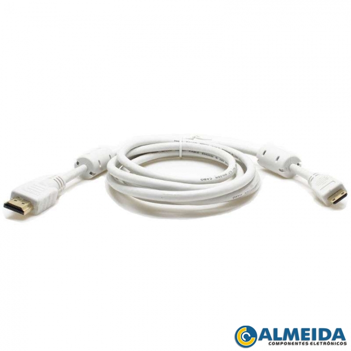CABO HDMI PARA HDMI MINI 1.4 C/ FILTRO 2 METROS BEGE GOLDEN CABO