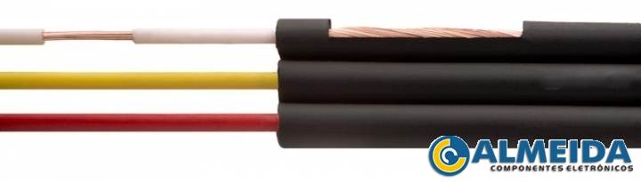 CABO PHILIPS STEREO 3X0,20MM EMBORRACHADO PRETO 100MTS IMFAP