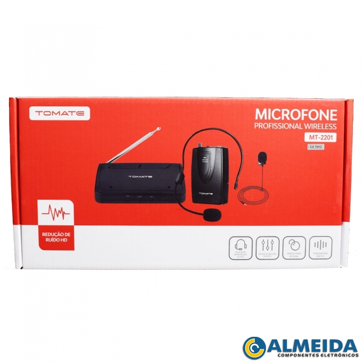 MICROFONE PROFISSIONAL WIRELESS MT-2201 TOMATE