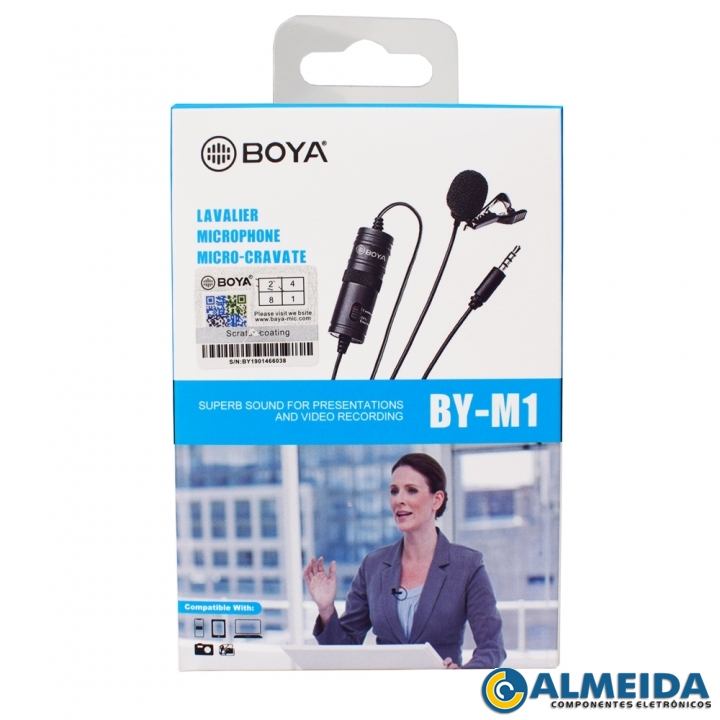MICROFONE LAPELA BOYA OMNIDIRECIONAL P2 BY-M1 CABO 6 METROS