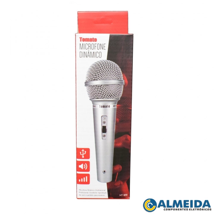 MICROFONE PROFISSIONAL DINAMICO COM FIO MT-1018 TOMATE