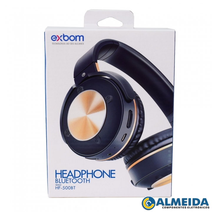 FONE DE OUVIDO BLUETOOTH HEADPHONE FM/SD/AUX HF-500BT EXBOM
