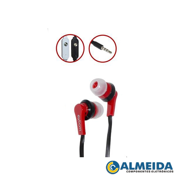 FONE DE OUVIDO COM MICROFONE SMARTPHONE/MP3 SUPER BASS EXBOM