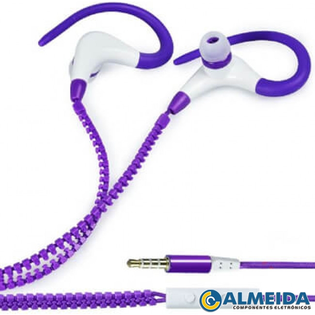 FONE DE OUVIDO ESPORTIVO ZIPER COM MICROFONE SMARTPHONE/MP3