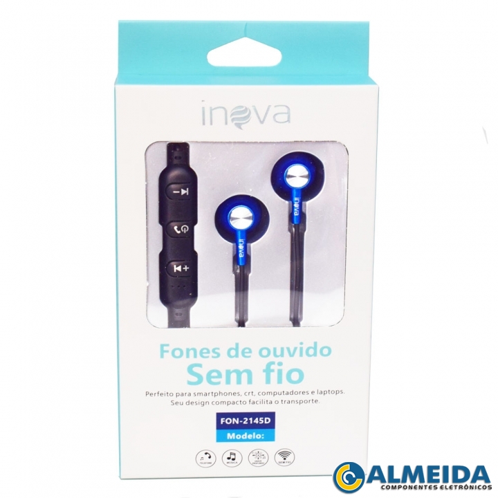 FONE DE OUVIDO DUPLO SEM FIO BLUETOOTH FON-2145D INOVA