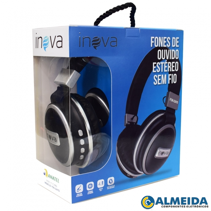 FONE DE OUVIDO BLUETOOTH HEADPHONE FM/SD/AUX FON-2247D INOVA