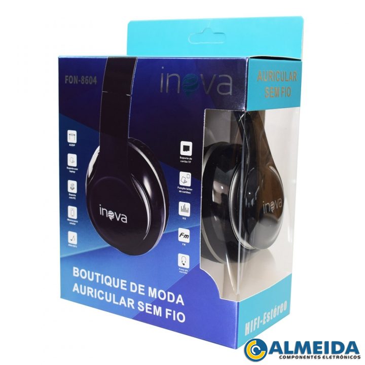 FONE DE OUVIDO BLUETOOTH HEADPHONE FM/SD/AUX FON-8604 INOVA