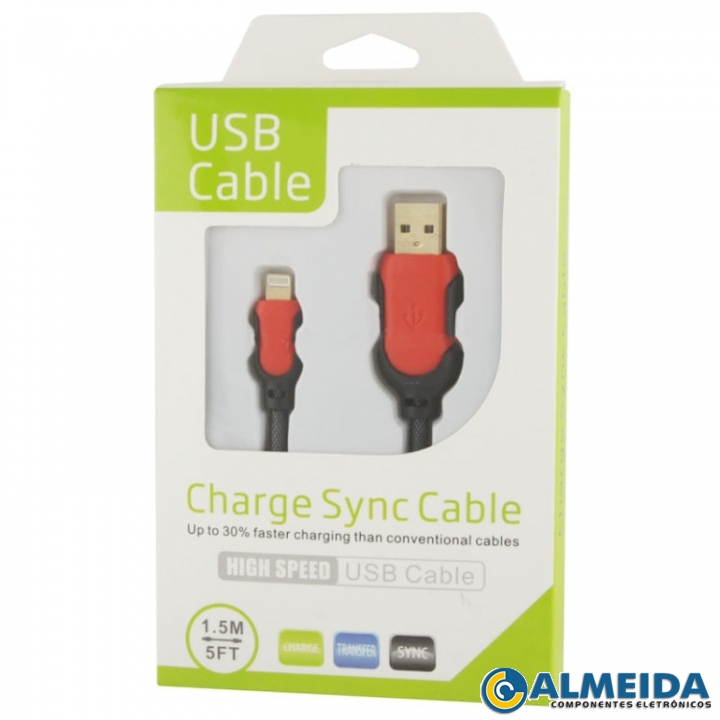CABO USB LIGHTNING IPHONE/IPAD BLINDADO COM MALHA 1,50MTS