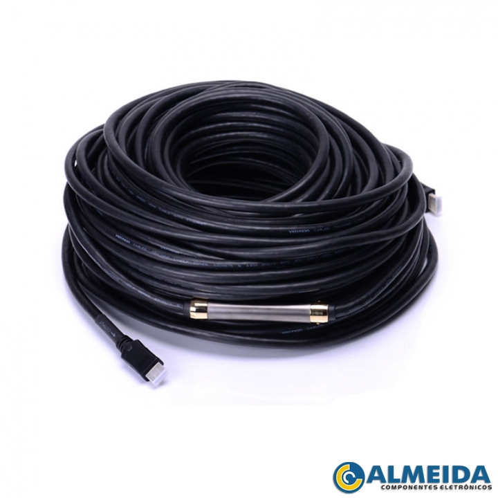 CABO HDMI 1.4 COM AMPLIFICADOR 30 METROS 8,3MM GOLDEN CABO