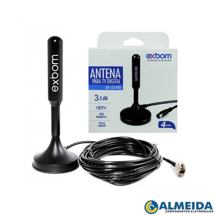 ANTENA INTERNA DIGITAL UHF/VHF 3.5DBI C/ IMA 4 MTS AN-13540B EXBOM